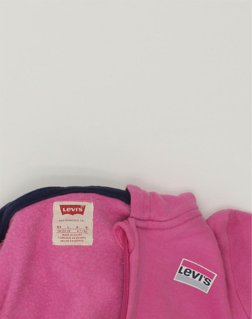 LEVI'S Girls Zip Hoodie Sweater 6-7 Years Large Pink Cotton | Vintage Levi's | Thrift | Second-Hand Levi's | Used Clothing | Messina Hembry 