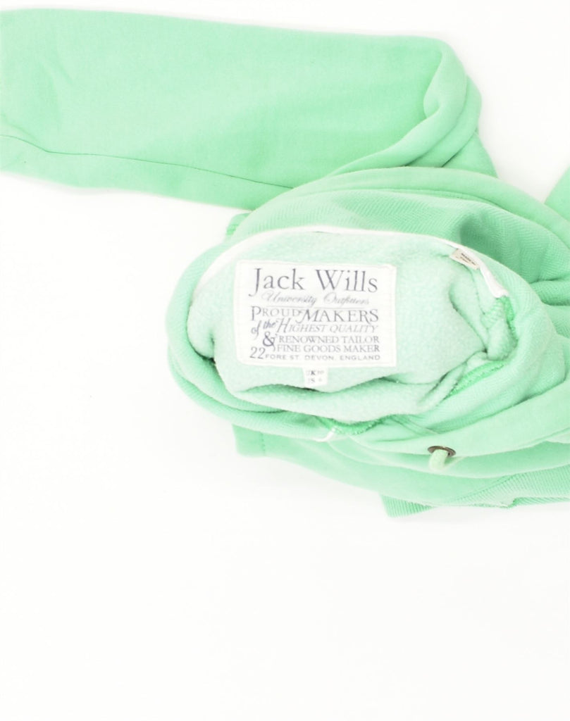 JACK WILLS Womens Graphic Hoodie Jumper UK 10 Small  Green Cotton | Vintage Jack Wills | Thrift | Second-Hand Jack Wills | Used Clothing | Messina Hembry 