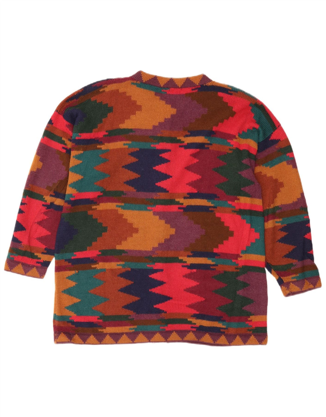Vintage Womens Cardigan Sweater UK 14 Medium Multicoloured Geometric