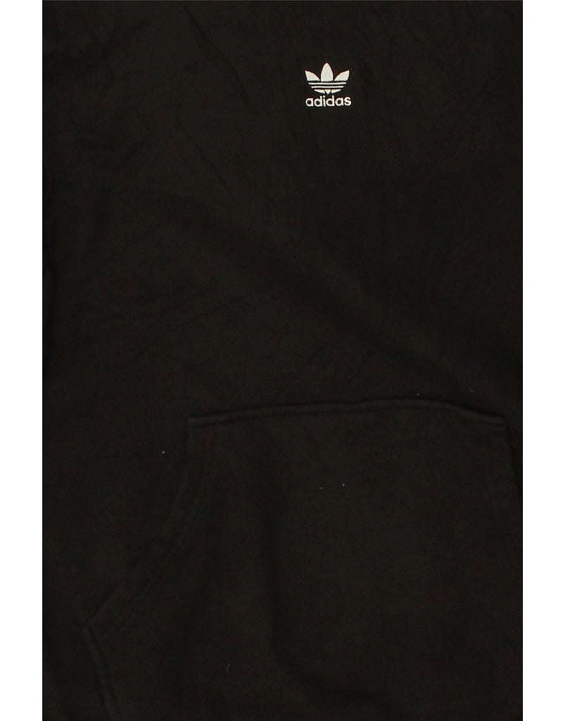 ADIDAS Womens Hoodie Jumper UK 14 Large Black Cotton | Vintage Adidas | Thrift | Second-Hand Adidas | Used Clothing | Messina Hembry 