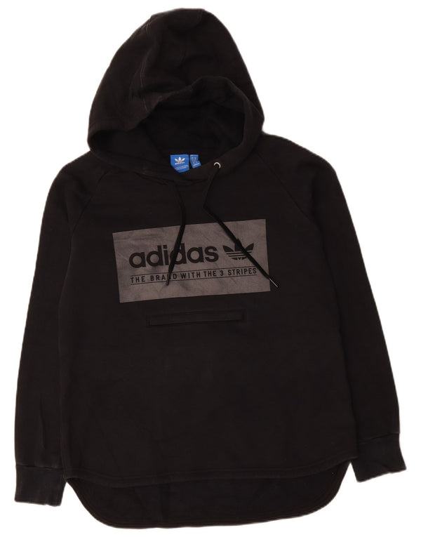 ADIDAS Womens Graphic Hoodie Jumper UK 14 Medium Black Cotton