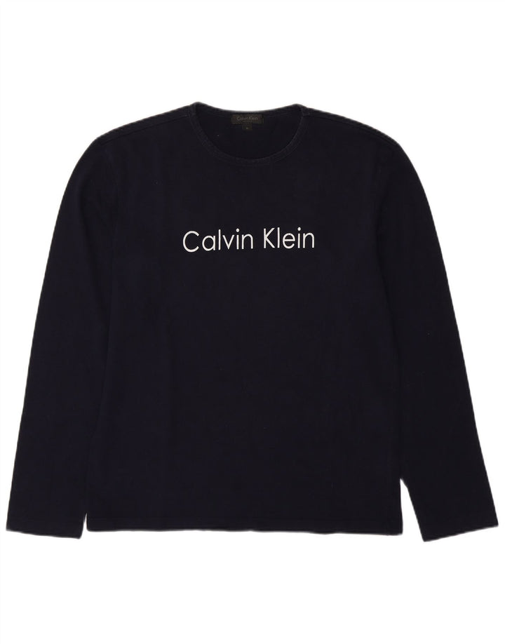 Calvin Klein Mens Graphic Top Long Sleeve Medium Navy Blue Cotton