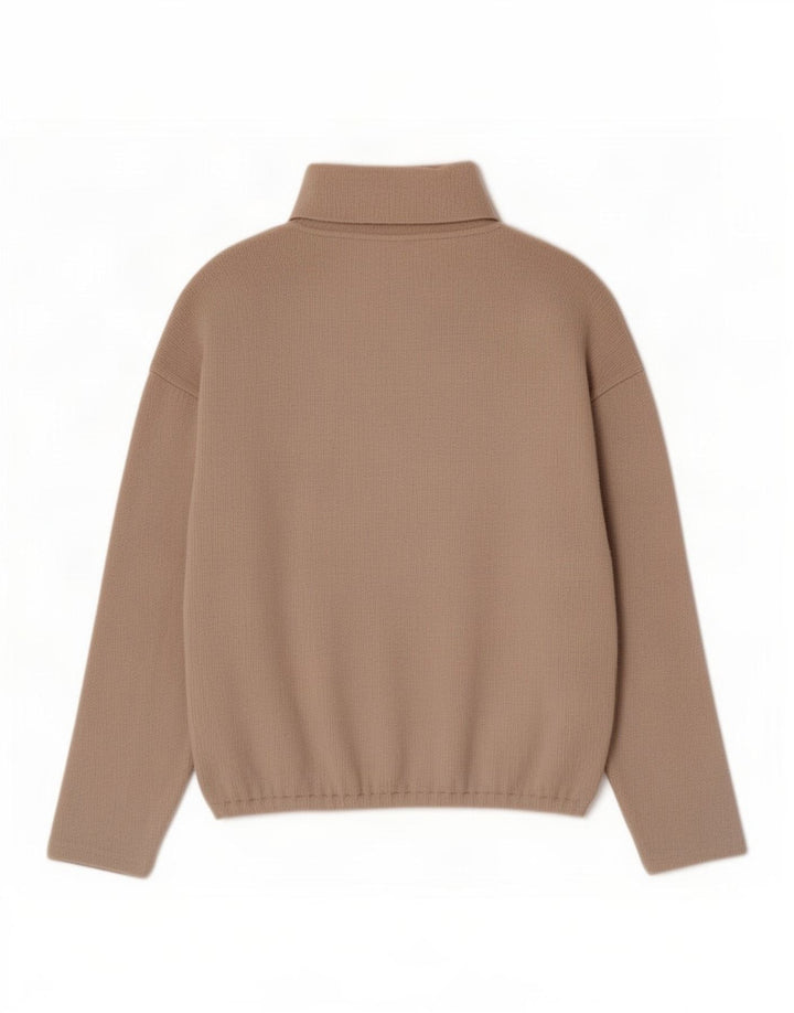Zara Womens Oversized Roll Neck Jumper Sweater UK 14 Medium Beige Polyester