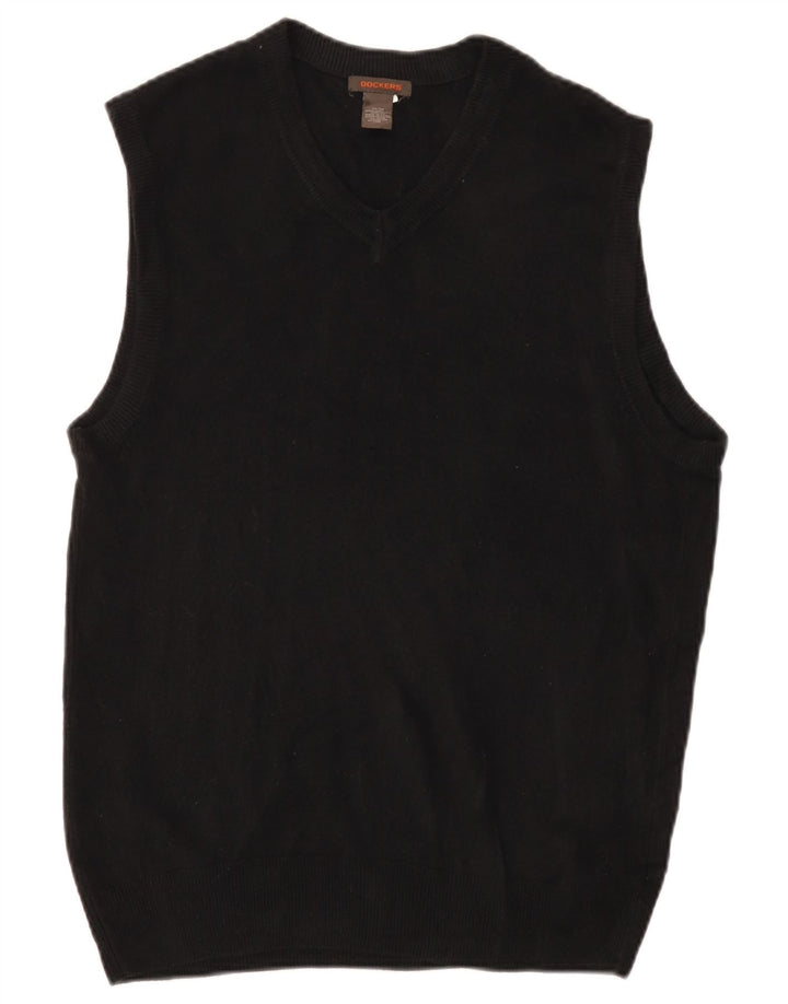 DOCKERS Mens Vest Tank Top Medium Black Acrylic