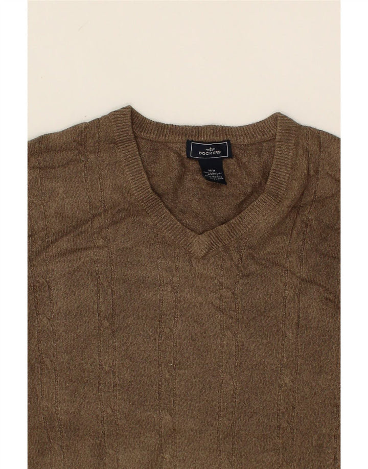 DOCKERS Mens V-Neck Jumper Sweater Medium Brown Acrylic Vintage Dockers and Second-Hand Dockers from Messina Hembry 