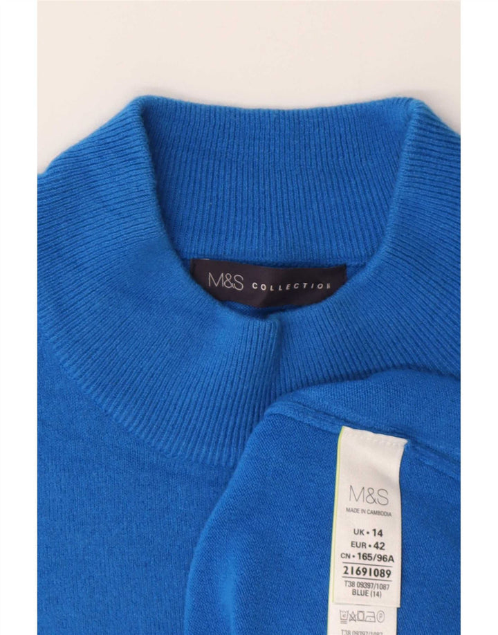 Marks & Spencer Womens Turtle Neck Jumper Sweater UK 14 Medium Blue