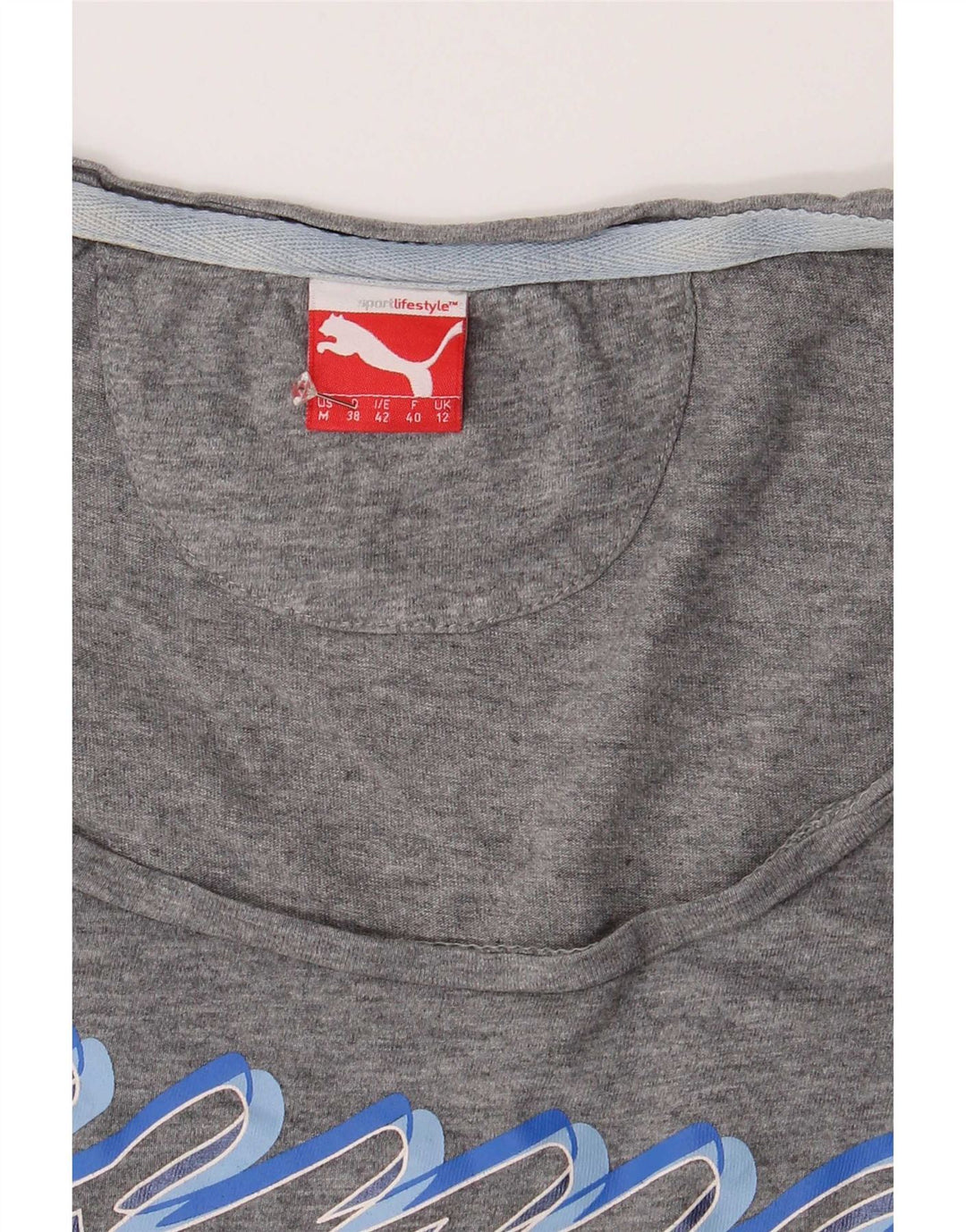 Puma Womens Graphic T-Shirt Top UK 12 Medium Grey