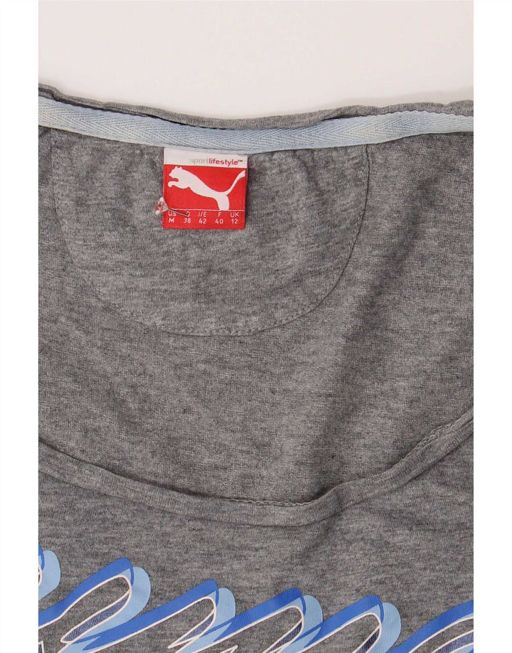 Puma Womens Graphic T-Shirt Top UK 12 Medium Grey