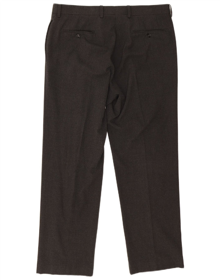 Calvin Klein Mens Straight Suit Trousers W34 L29 Grey Polyester