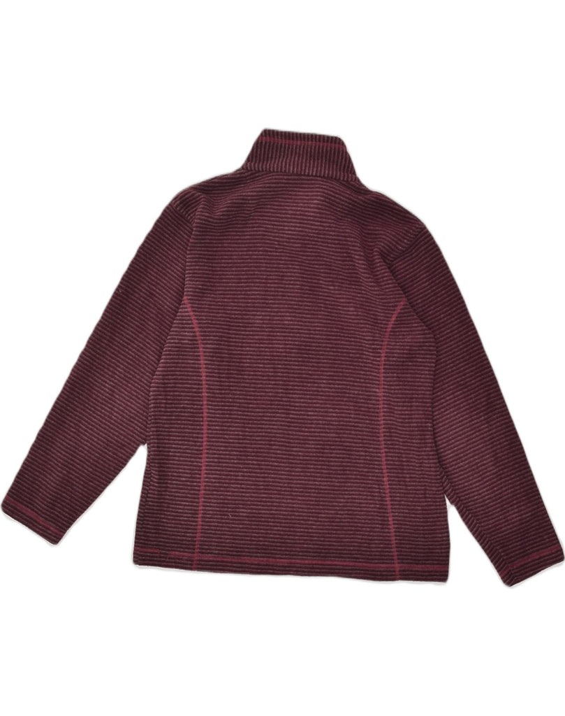 REGATTA Womens Zip Fleece Jumper UK 12 Medium Maroon Striped Polyester | Vintage Regatta | Thrift | Second-Hand Regatta | Used Clothing | Messina Hembry 