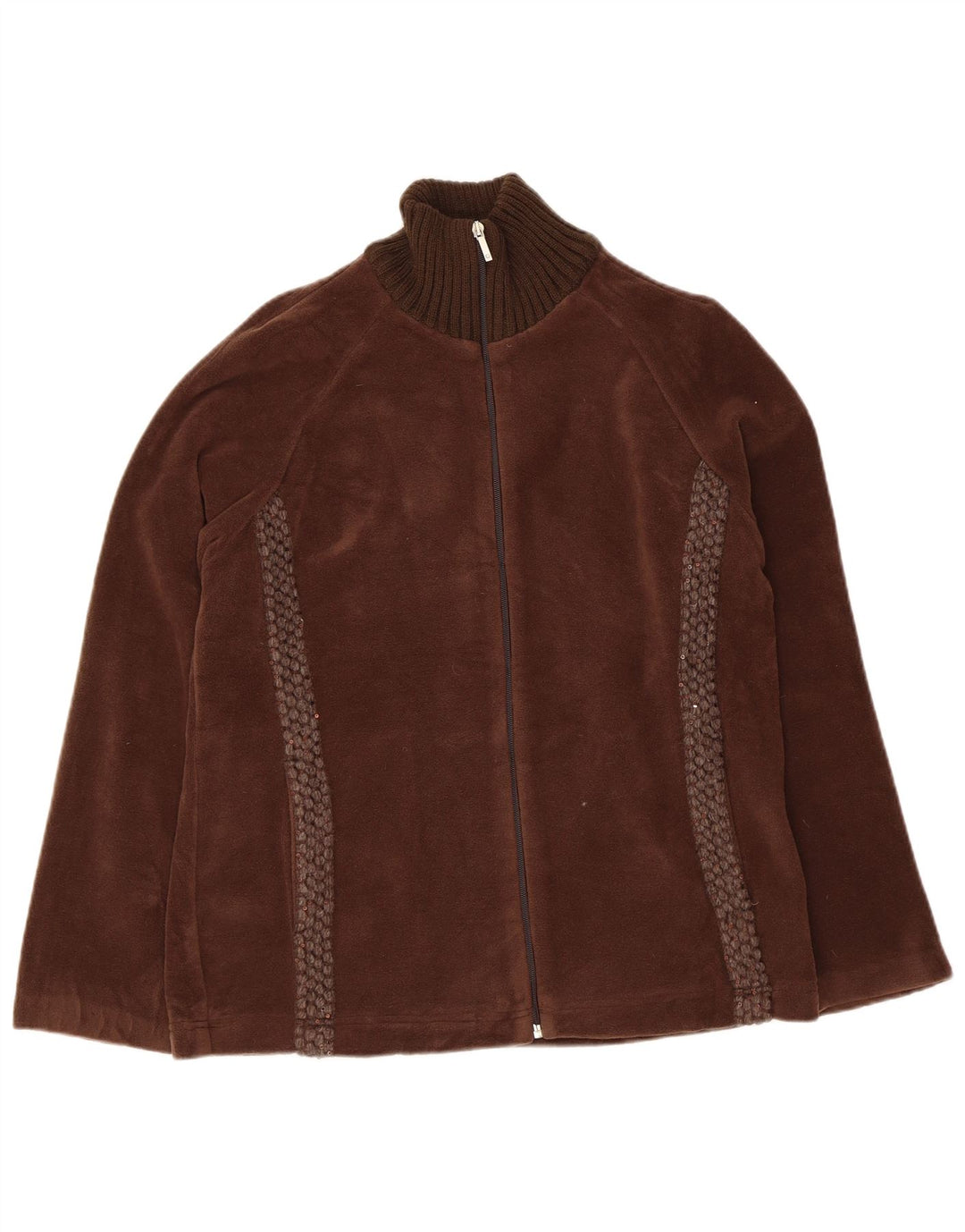 F.LLI CAMPAGNOLO Womens Fleece Jacket UK 14 Large Brown Polyester