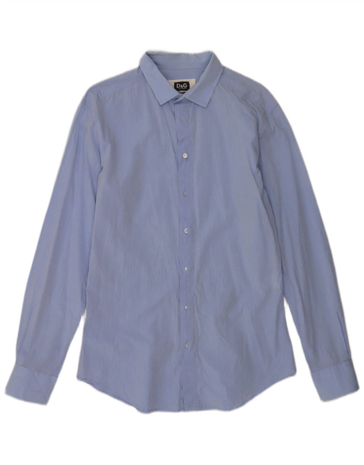 Dolce & Gabbana Mens Slim Fit Shirt IT 50 Medium Blue Cotton