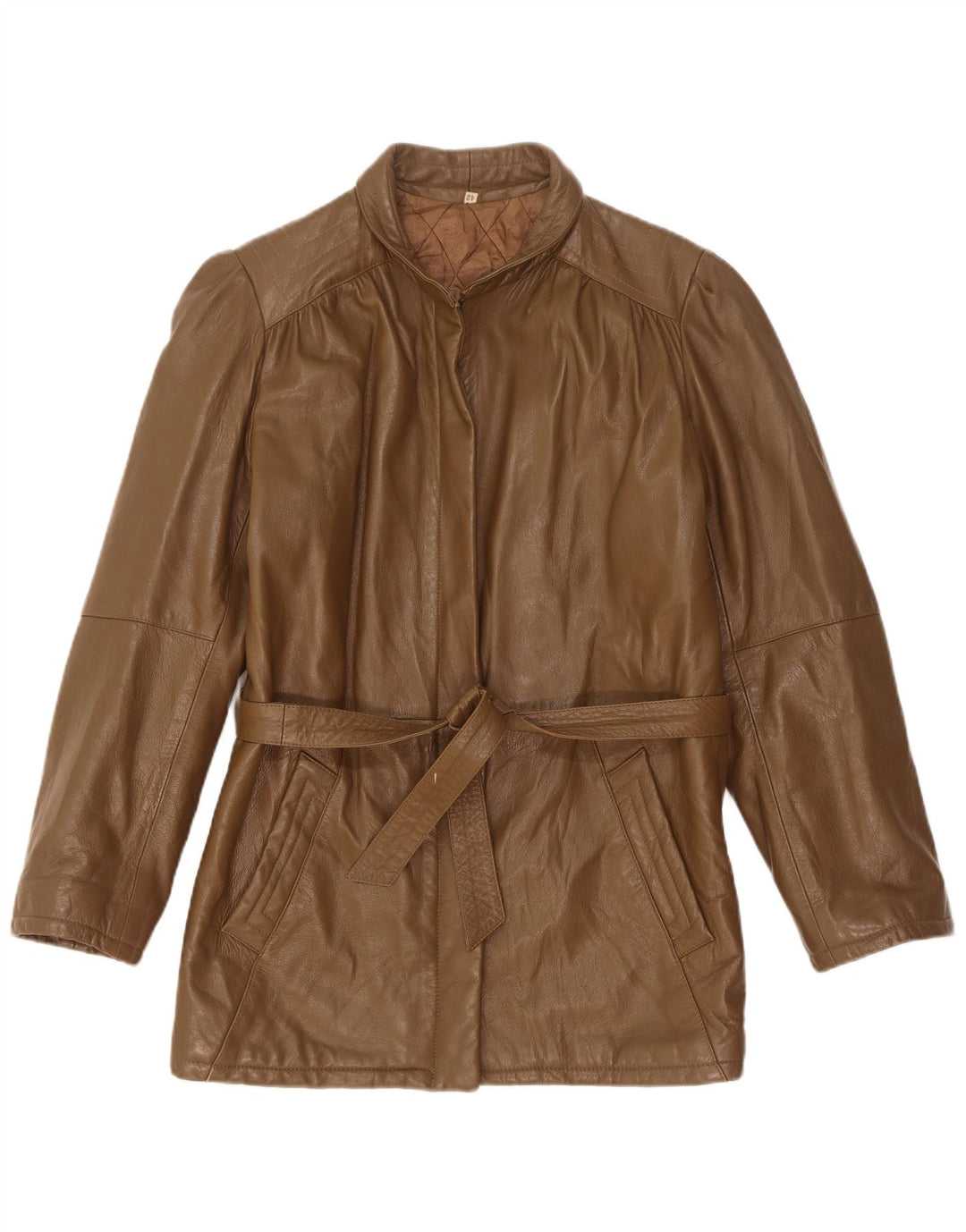 Vintage Womens Leather Jacket IT 42 Medium Khaki
