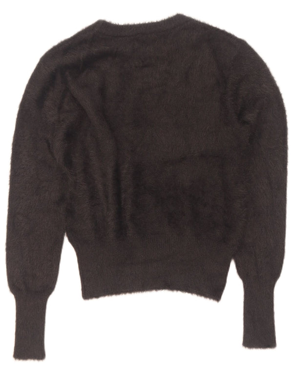 Zara Womens Crop Boat Neck Jumper Sweater UK 14 Medium Grey Nylon Heart