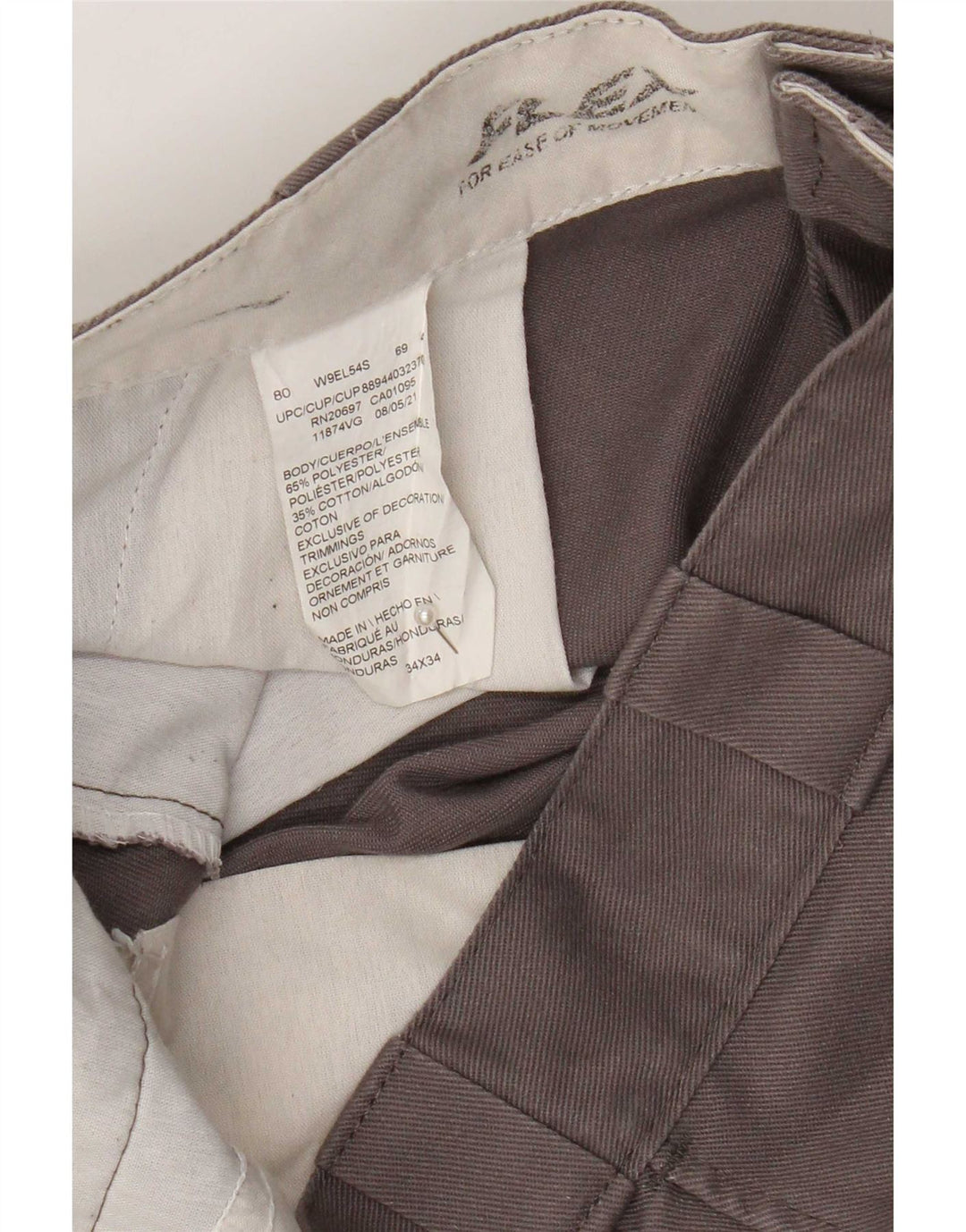 Dickies Mens Straight Chino Trousers W34 L34 Grey Polyester