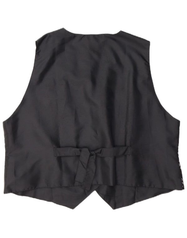 Vintage Womens Waistcoat UK 26/28 5XL Black Geometric Viscose