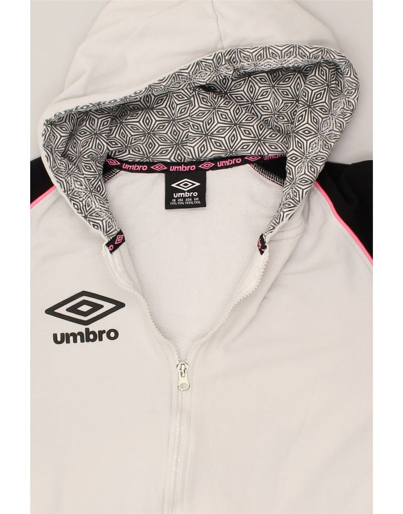 UMBRO Girls Zip Hoodie Sweater 13-14 Years 2XL White Colourblock Cotton | Vintage Umbro | Thrift | Second-Hand Umbro | Used Clothing | Messina Hembry 