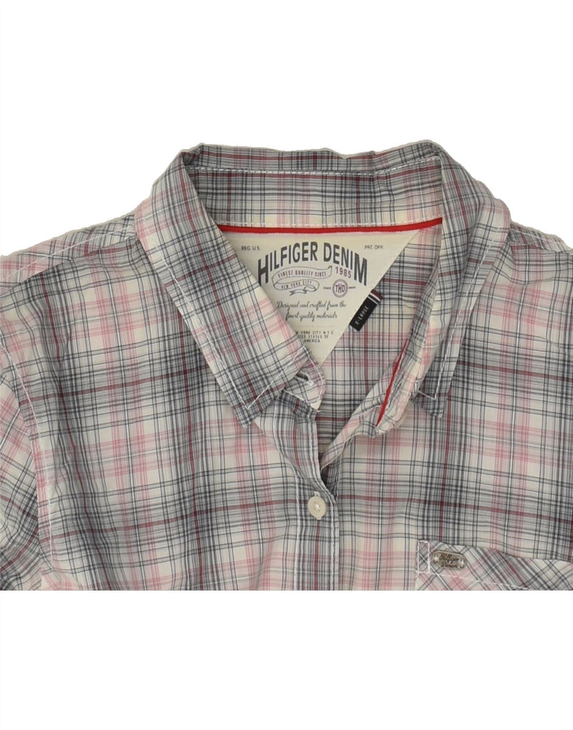 TOMMY HILFIGER Womens Shirt UK 18 XL Grey Check Cotton | Vintage Tommy Hilfiger | Thrift | Second-Hand Tommy Hilfiger | Used Clothing | Messina Hembry 