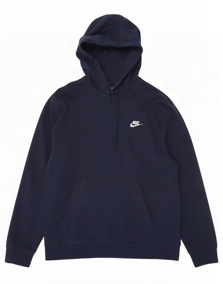 Nike Mens Hoodie Jumper Medium Navy Blue Cotton