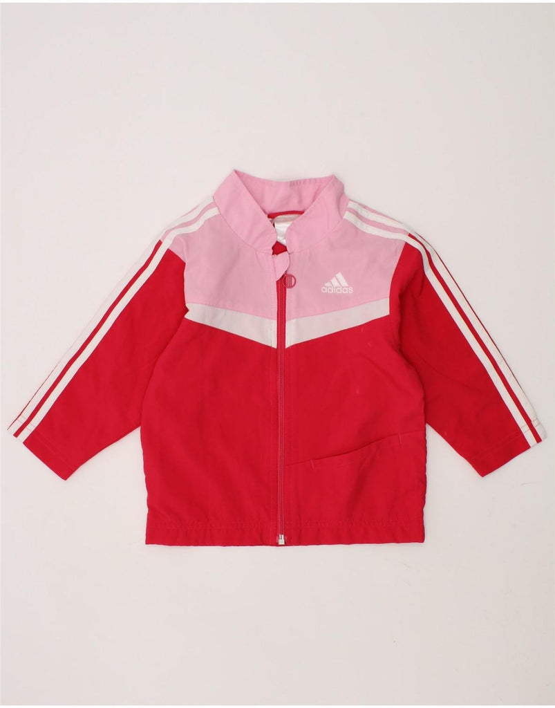 ADIDAS Baby Girls Graphic Tracksuit Top Jacket 6-9 Months Red Colourblock Vintage Adidas and Second-Hand Adidas from Messina Hembry 