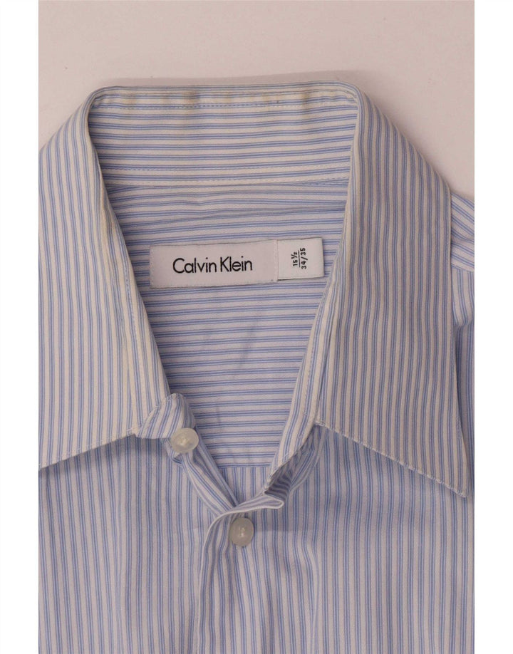 Calvin Klein Mens Shirt Size 15 1/2 Medium Blue Striped Cotton