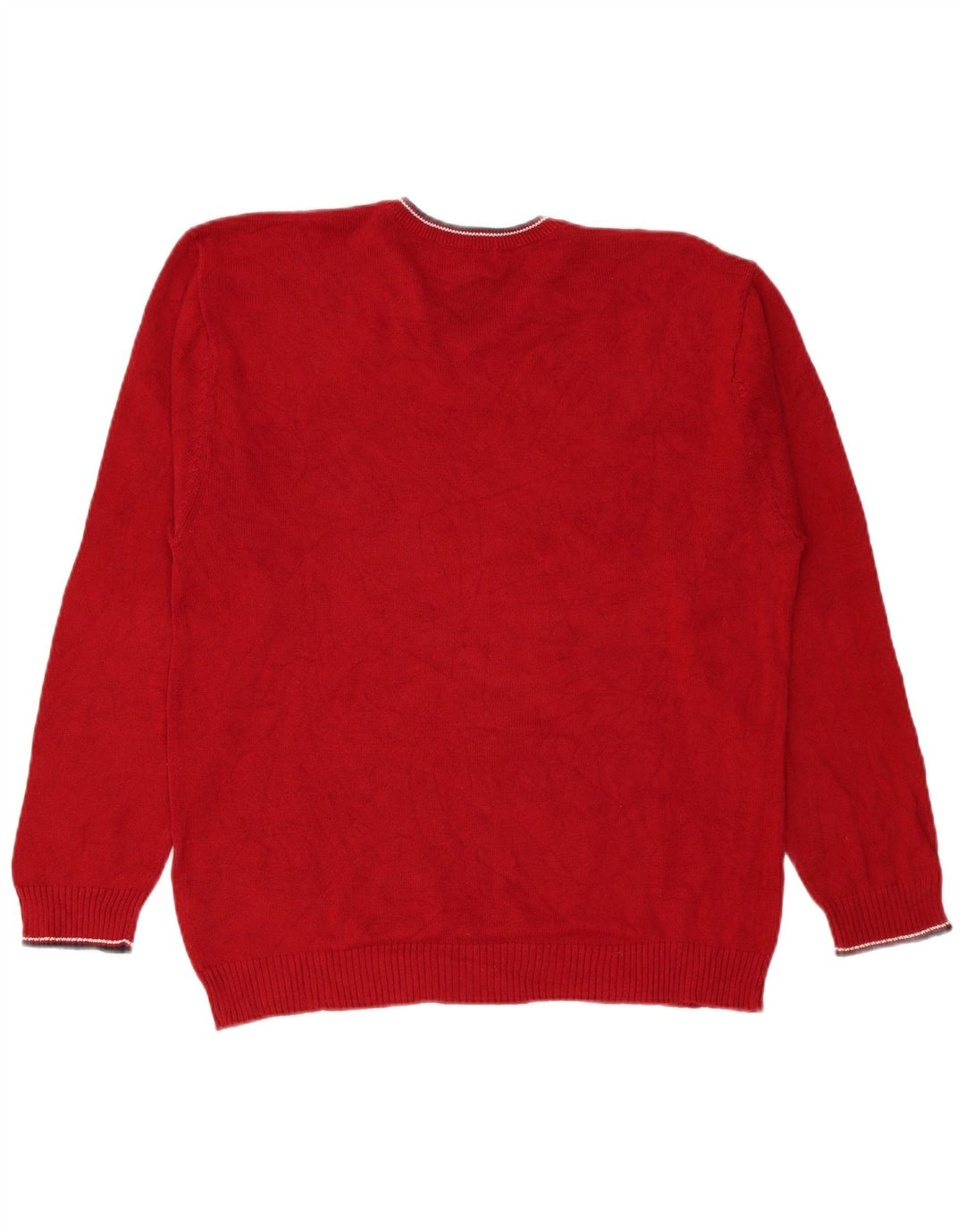 Chaps Mens V-Neck Jumper Sweater Medium Red Cotton