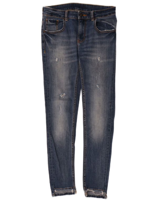 Zara Womens Distressed Skinny Jeans W28 L27 Blue