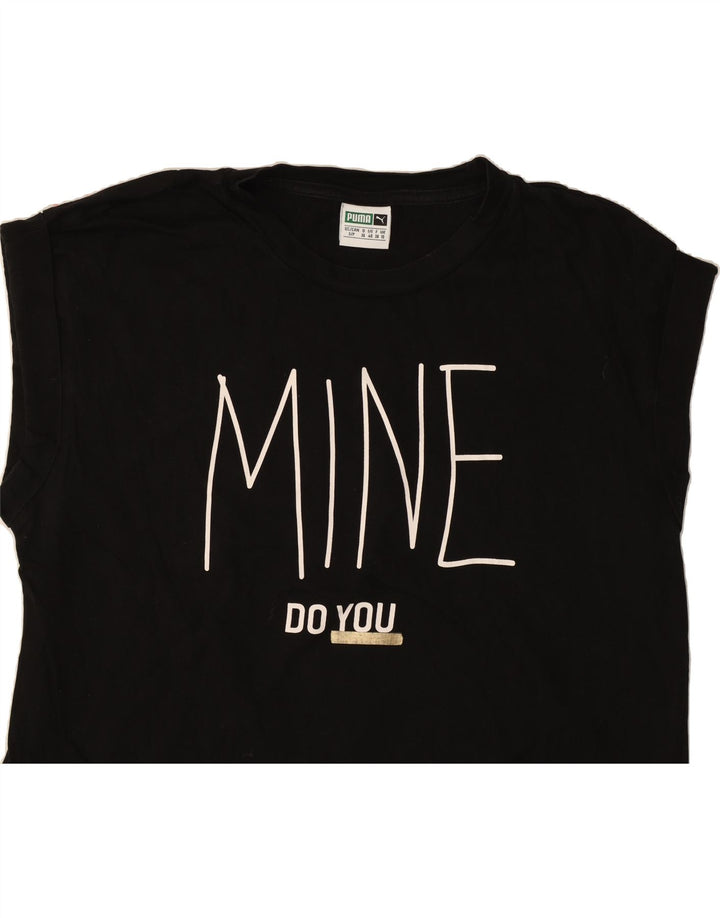 PUMA Womens Graphic T-Shirt Top UK 10 Small  Black Vintage Puma and Second-Hand Puma from Messina Hembry 