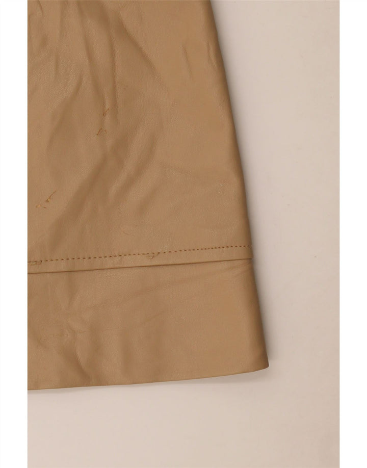 Zara Womens Faux Leather Skirt Medium W28 Beige