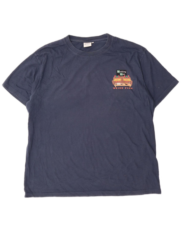 Weird Fish Mens Graphic T-Shirt Top 2XL Navy Blue Cotton
