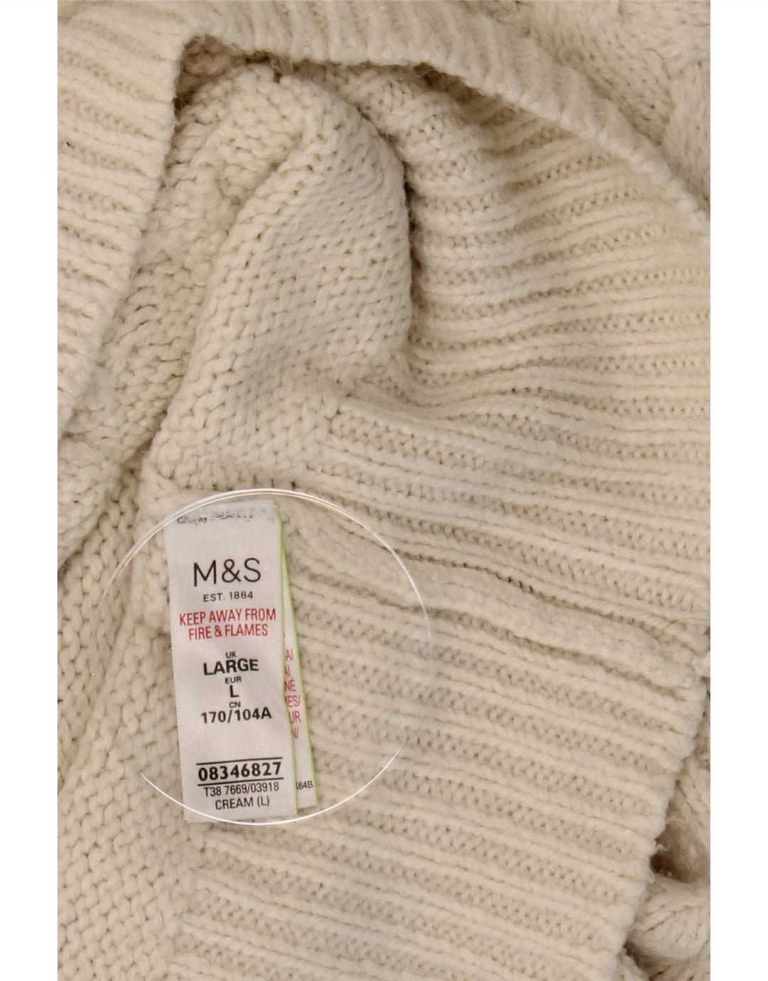 Marks & Spencer Womens Turtle Neck Jumper Sweater UK 16 Large Beige Acrylic