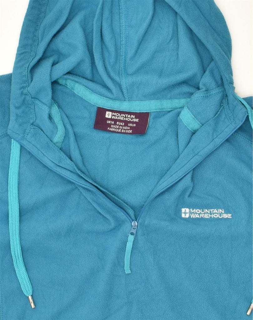 MOUNTAIN WAREHOUSE Womens Zip Neck Hooded Fleece Jumper UK 14 Large  Blue | Vintage Mountain Warehouse | Thrift | Second-Hand Mountain Warehouse | Used Clothing | Messina Hembry 