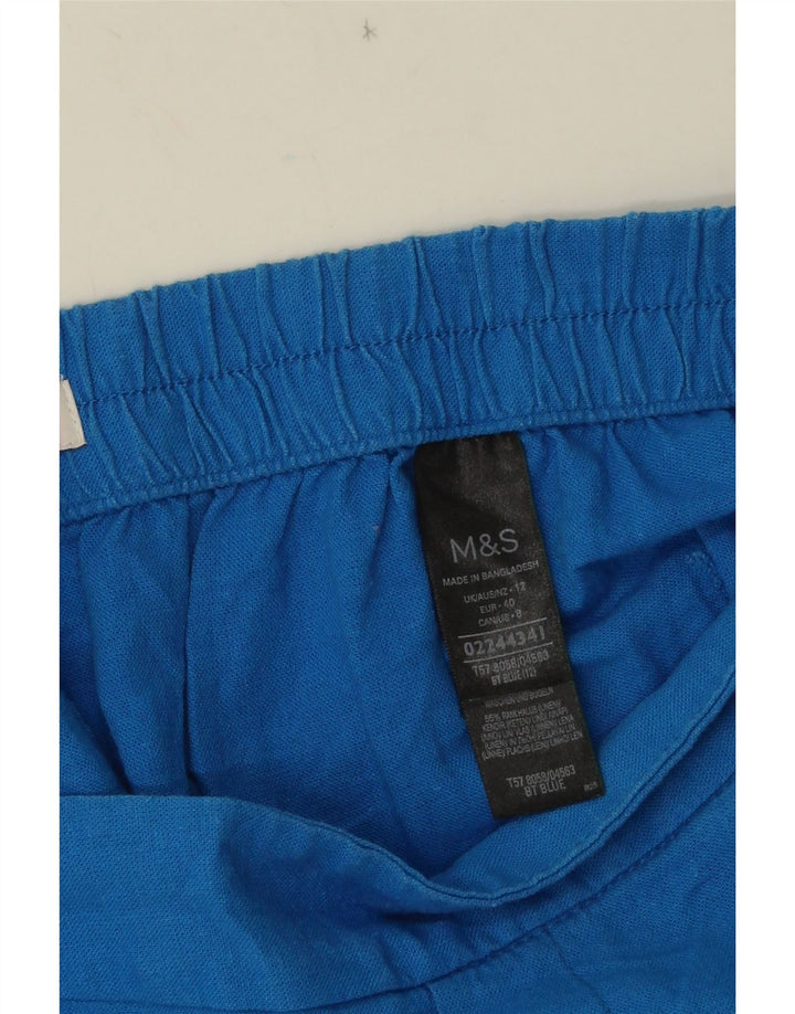 MARKS & SPENCER Womens Chino Shorts UK 12 Medium W32 Blue Linen