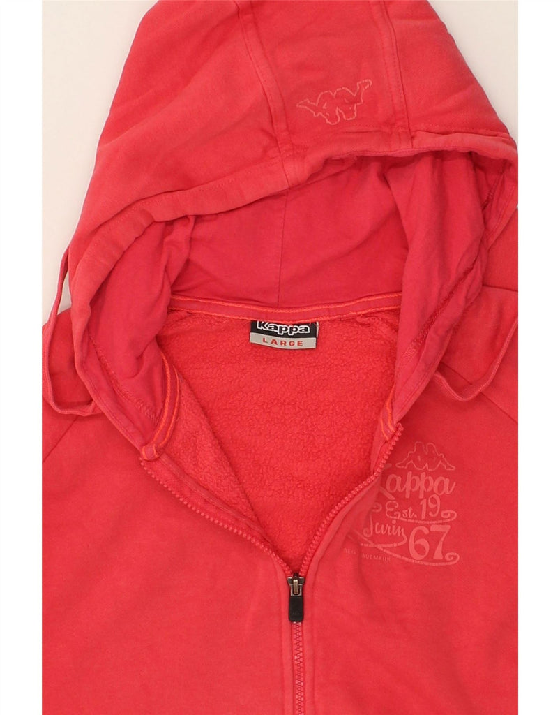 KAPPA Womens Zip Hoodie Sweater UK 16 Large Red Cotton | Vintage Kappa | Thrift | Second-Hand Kappa | Used Clothing | Messina Hembry 