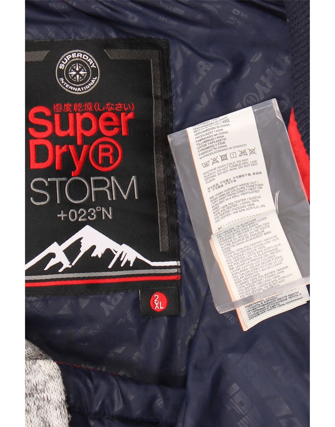 SUPERDRY Mens Hooded Padded Jacket UK 44 2XL Red Colourblock Polyester