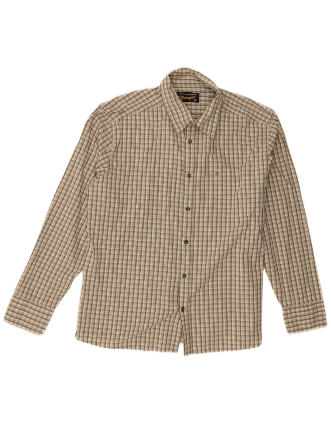 Wrangler Mens Shirt XL Beige Check Cotton