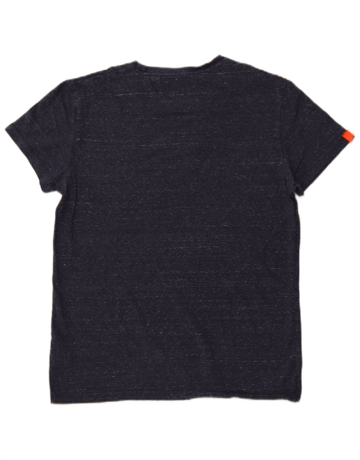 SUPERDRY Mens T-Shirt Top Medium Navy Blue Flecked Cotton