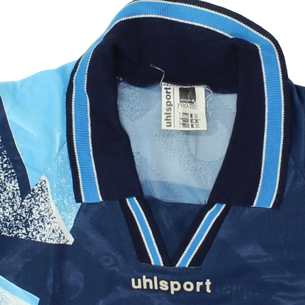 Uhlsport Mens Blue Funky Football Shirt | Vintage 90s Sportswear Template VTG | Vintage Messina Hembry | Thrift | Second-Hand Messina Hembry | Used Clothing | Messina Hembry 