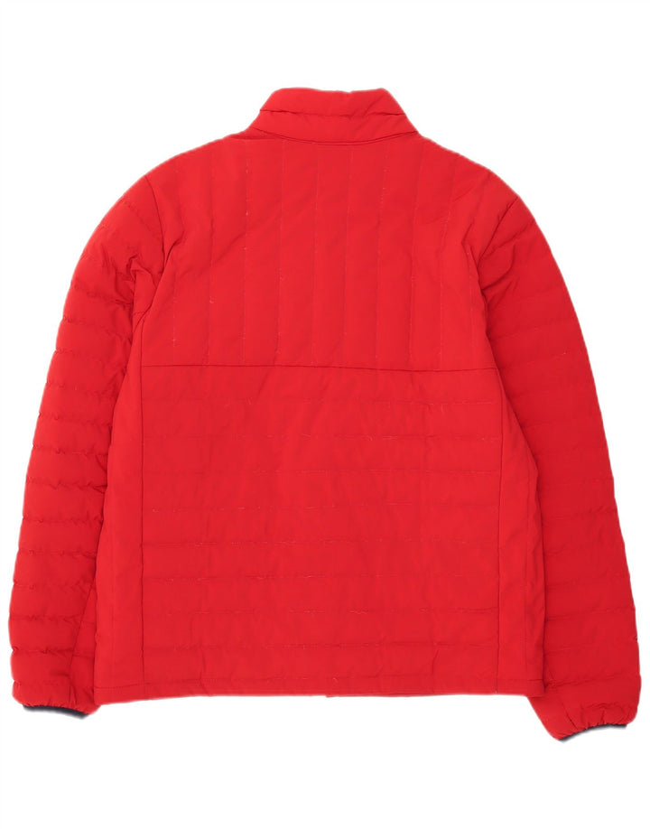Lands End Mens Padded Jacket UK 38 Medium Red Colourblock Polyester