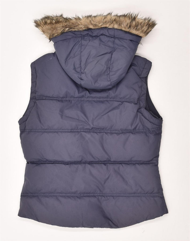 JACK WILLS Womens Hooded Padded Gilet UK 10 Small Navy Blue Polyester | Vintage Jack Wills | Thrift | Second-Hand Jack Wills | Used Clothing | Messina Hembry 