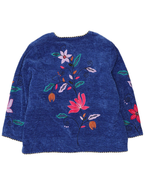 INDIGO MOON Womens Cardigan Sweater EU 42 4XL Blue Floral