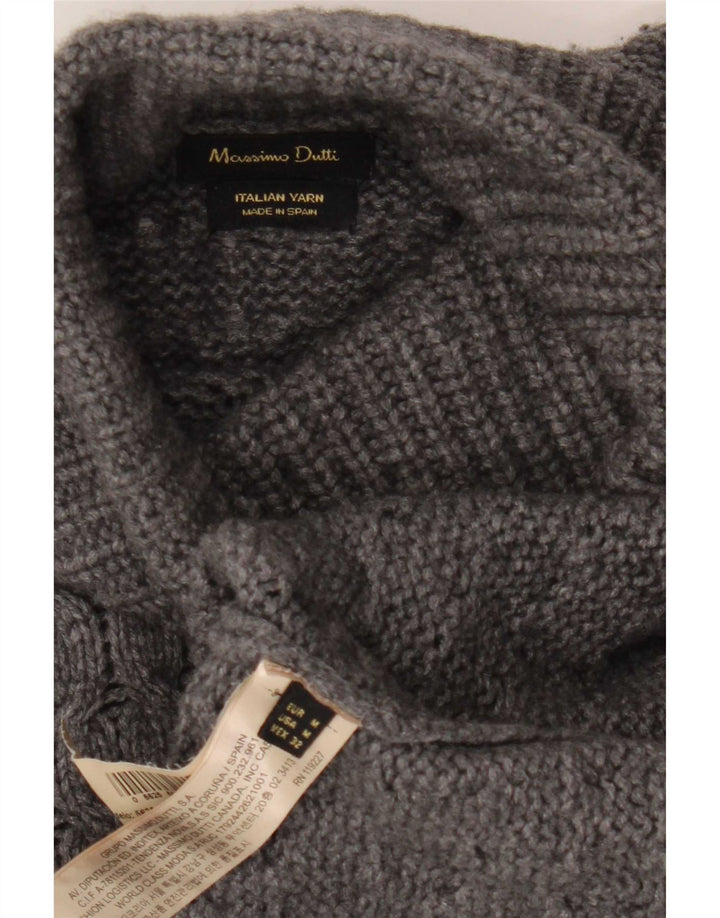 Massimo Dutti Womens Roll Neck Jumper Sweater UK 14 Medium Grey Wool