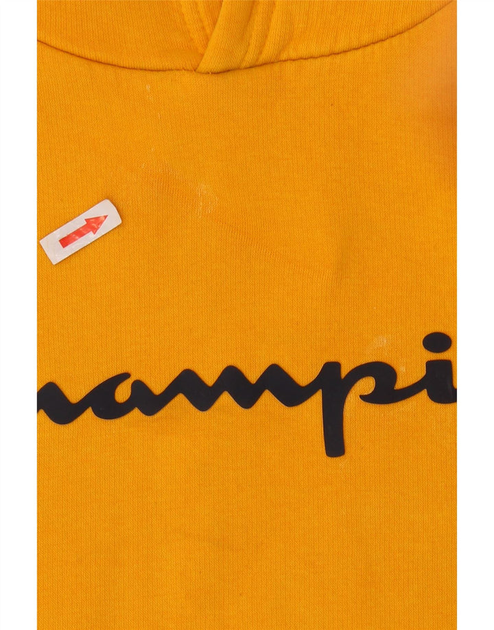 Champion Mens Graphic Hoodie Jumper Medium Yellow Cotton