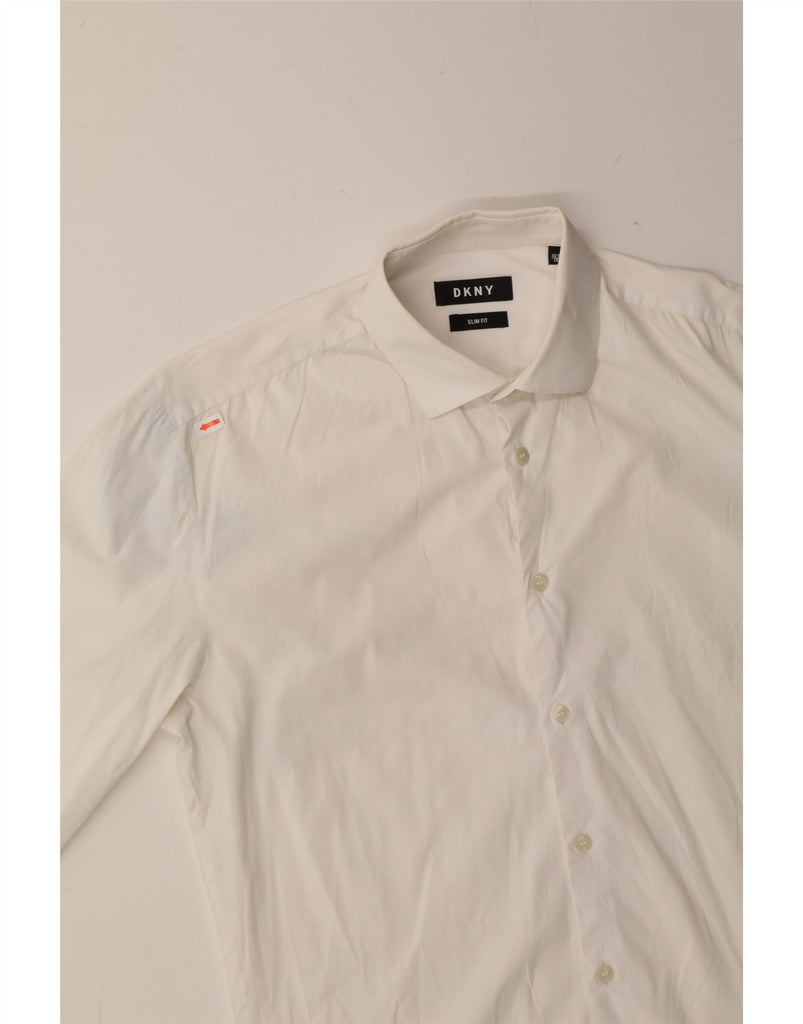 DKNY Mens Slim Fit Shirt Size 40 5 16 Large White Vintage Dkny and Second-Hand Dkny from Messina Hembry 