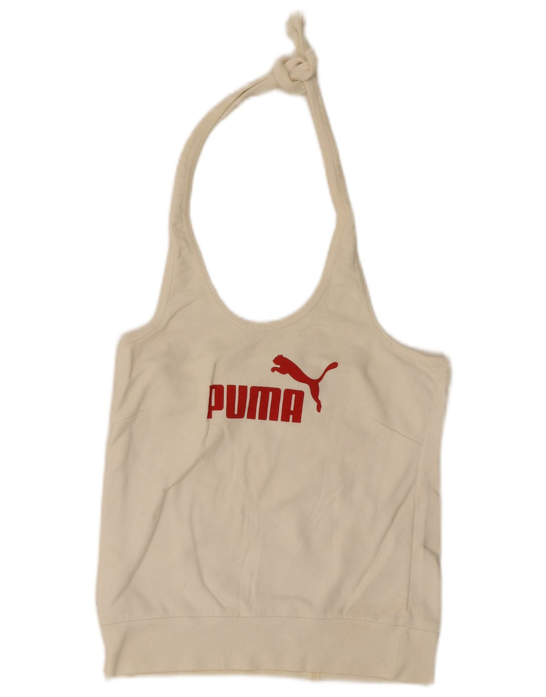 Puma Womens Graphic Crop Halter Top UK 16 Large Off White