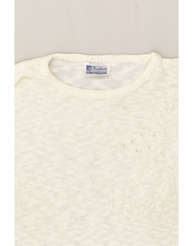 VINTAGE Womens 3/4 Sleeve Crew Neck Jumper Sweater IT 50/52 XL White | Vintage Vintage | Thrift | Second-Hand Vintage | Used Clothing | Messina Hembry 