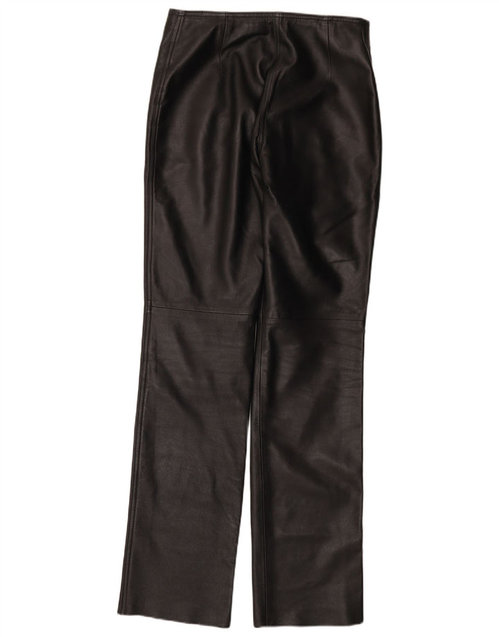 Vintage Womens Straight Leather Trousers IT 44 Medium W28 L33 Black Leather