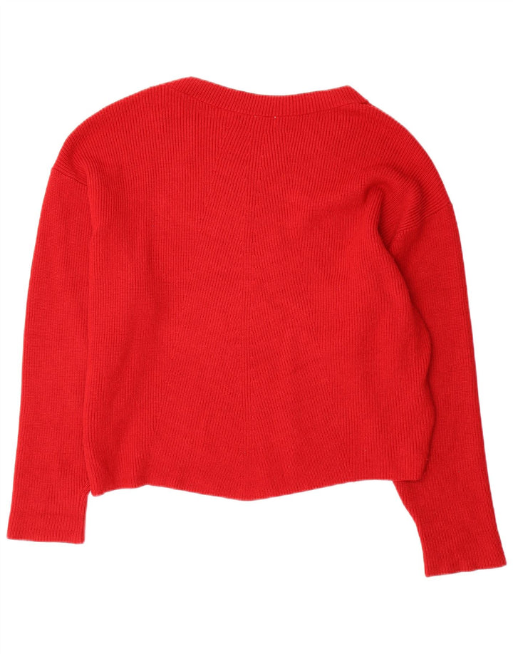 Zara Womens Oversized Boat Neck Jumper Sweater UK 14 Medium Red Viscose