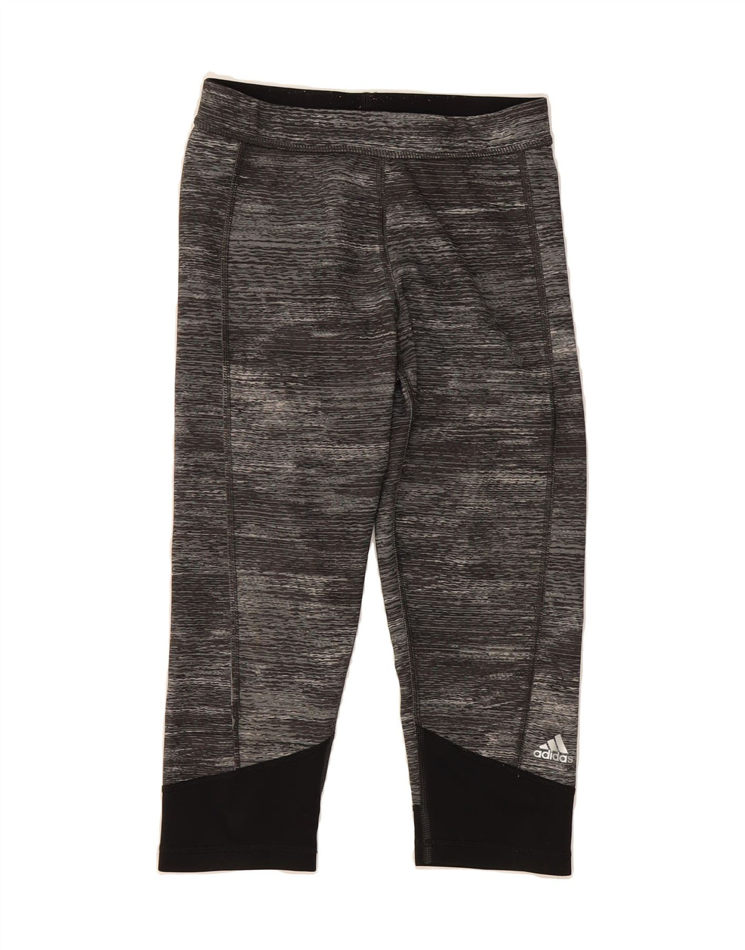 ADIDAS Womens Capri Leggings UK 8/10 Small  Grey Pinstripe Polyester Vintage Adidas and Second-Hand Adidas from Messina Hembry 