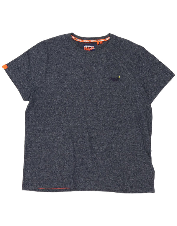 Superdry Mens T-Shirt Top 3XL Navy Blue Flecked Cotton
